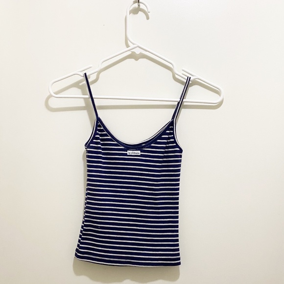Le Chateau Striped Spaghetti Strap Tank Top Blue White XS - Picture 6 of 8